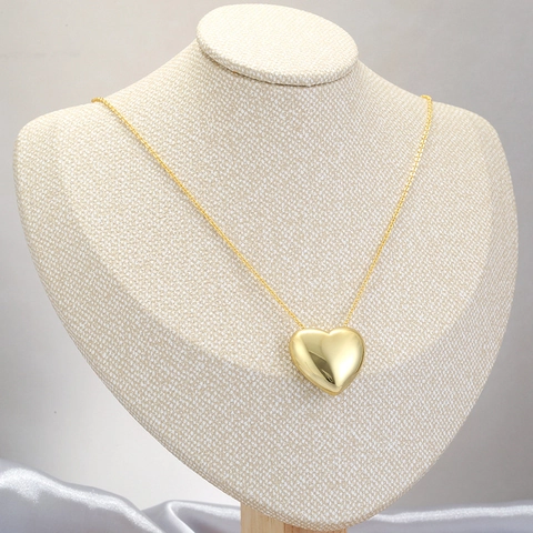 Vintage Kupfer Galvanisierte Anhänger Halskette Für Damen Glatt Gold Silber Herz Stern Form Halskette Minimalistischer Schmuck