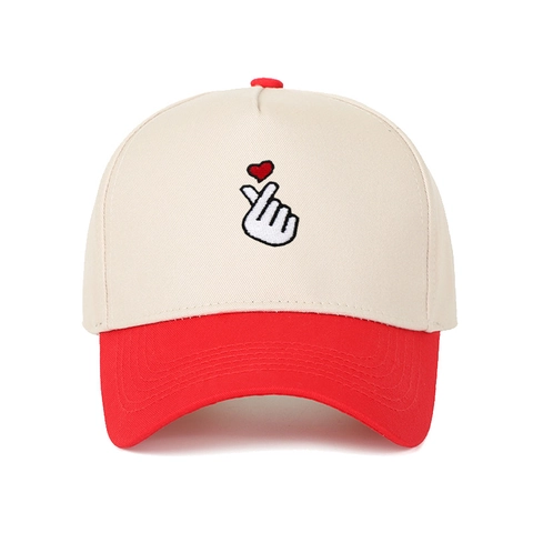 Berretto Da Baseball Cotone Color Block Ricamo Cuore Di Dito Snapback Regolabile Camionista Cappello Da Sole