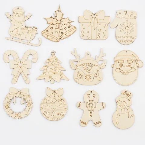 Ornamenti Appesi In Legno Di Natale Legno Naturale DIY Non Finito Tag Tagliati Al Laser Per Decorazione Albero