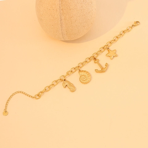 Collar Pulsera De Acero Inoxidable Concha Natural Estrella De Mar Delfín Pendants Caballito De Mar Joyería De Playa Para Mujer