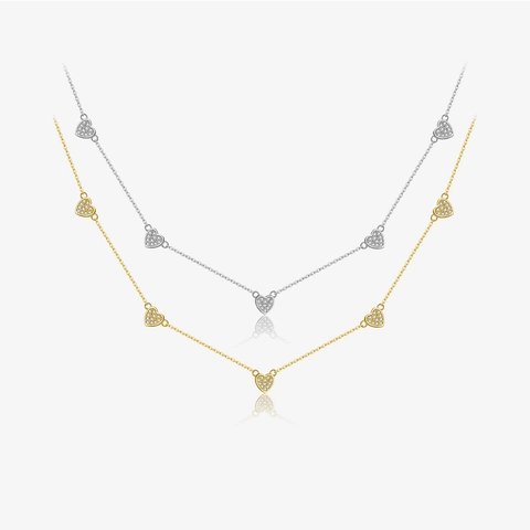 925 Sterling Silver Heart Necklace For Women Zirconia Inlaid Minimalist Love Pendant Clavicle Chain Gold Platinum Plated