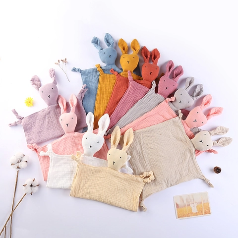 Baby Schmusetuch Baumwolle Musselin Mull Comforter Handtuch Weich Atmungsaktiv Hase Stern Mond Tierform Kleinkind Spielzeug