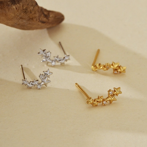 Orecchini A Lobo Stella Con Zircone In Argento Sterling 925 Gioielli Di Moda Minimalisti Per Donne