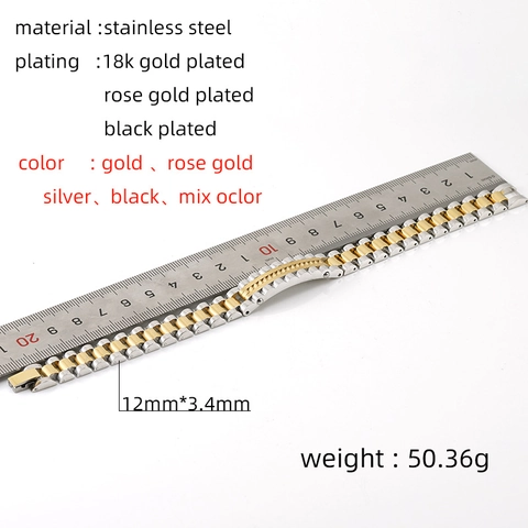 Pulsera Estilo Correa De Reloj Para Hombre De Acero Inoxidable Cadena De Eslabones President Chapado En Oro De 18K