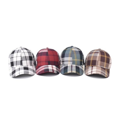 Vintage Houndstooth Plaid Baseball Cap For Men Women Adjustable Cotton Polyester Checkered Duckbill Sun Hat Fashion Sport