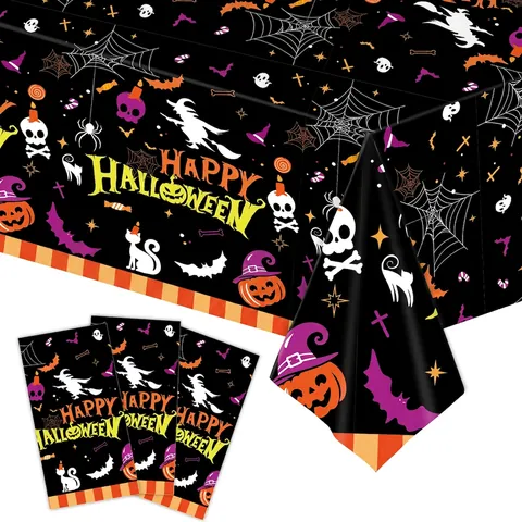 Stoviglie Per Feste Halloween Tovaglia Piatti Di Carta Bicchieri Tovaglioli Coltelli Forchette Cucchiai Di Plastica Zucca Strega Modello Usa E Getta