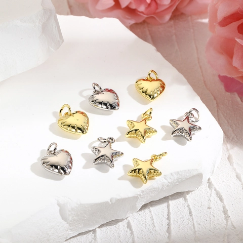 Mini Heart Star Starfish Pendants 18K Gold Plated Copper Polished Smooth DIY Jewelry Charms For Necklace Bracelet