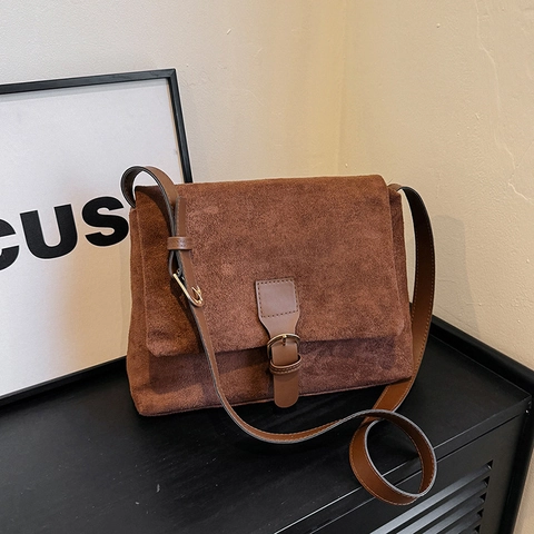 Sac À Épaule Bandoulière Vintage En Cuir PU Givré Avec Rabat Boucle Métallique Sangle Réglable Pour Femme Daily Commute