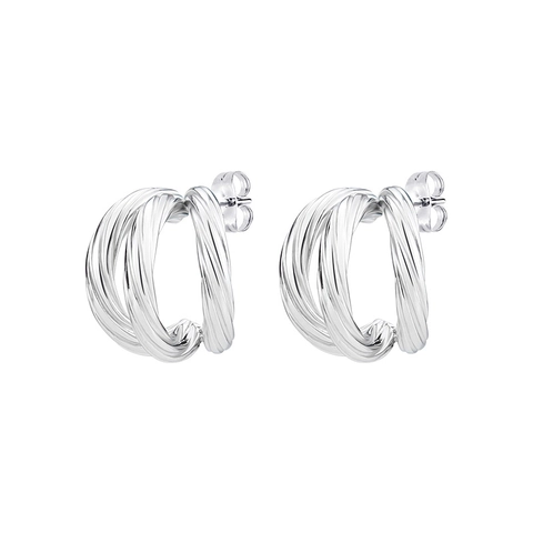 Triple Layer Hoop Ohrringe Titanstahl Geometrisch Gedreht Glatt Poliert Schmuck Für Damen Herren