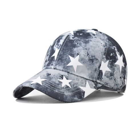 Five-Star Print Tie-Dye Baseball Cap Polyester Acid Wash Adjustable Outdoor Streetwear Hat For Men Women