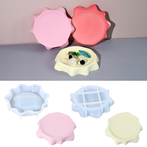 Wavy Edge Tray Silikonform Weicher Rand DIY Harzguss Handwerk Schmuck Aufbewahrungsschale Untersetzer Herstellung Hausdekor