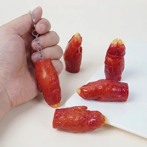 Portachiavi Zampa Di Maiale Realistica PVC Miniatura Modello Di Cibo Giocattolo Scherzo Ciondolo Novità Oggetti Di Scena Fotografia