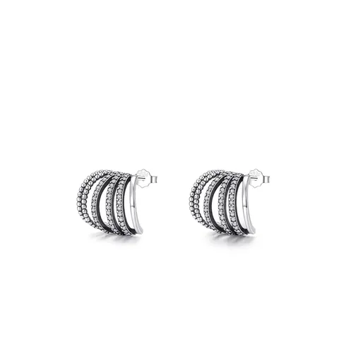 Pendientes De Botón De Plata De Ley 925 Con Circonita Línea Curva Multicapa Joyería Geométrica Elegante Para Mujer