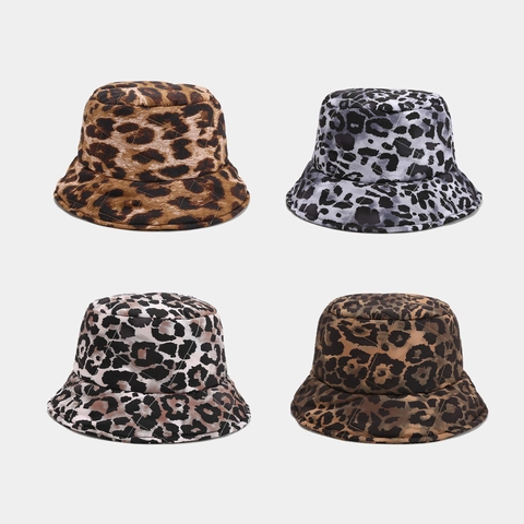 Sombrero De Pescador Acolchado Con Estampado De Leopardo Vintage Cálido Invierno Acolchado Para Mujer Accesorios De Moda