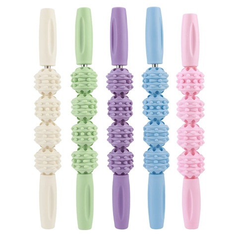 Manual Muscle Roller Stick Deep Tissue Massage Tool For Leg Back Yoga Relaxation Plastic Metal Fitness