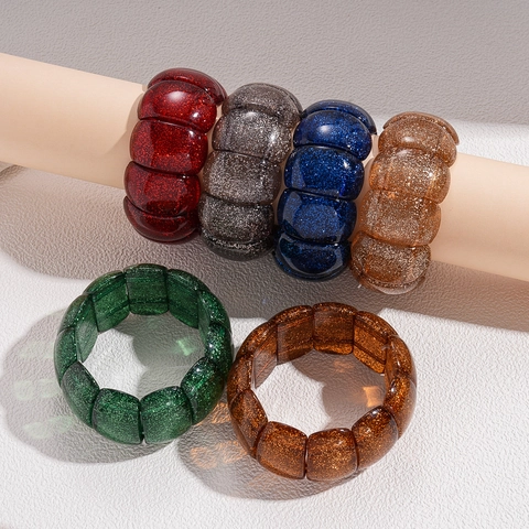 Brede Acryl Glitter Armband Onregelmatige Geometrische Elastische Statement Armring Voor Dames Mode Sieraden
