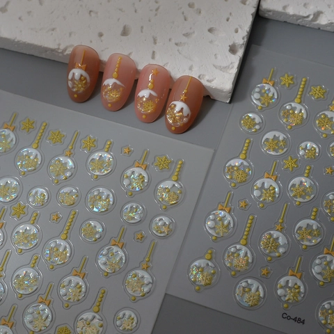 5D Reliëf Nagelstickers Kerst Sneeuwvlokken Sterren Laser Holografische Waterdichte Zelfklevende Decals Voor Manicure