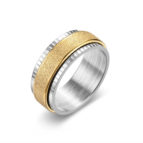 Frosted Titanium Steel Spinner Ring For Men Women Stress Relief Anxiety Meditation Ring Matte Rotating Finger Ring Gear Edge Band Ring Jewelry