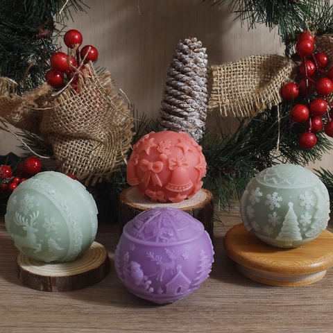 Kerstbal Siliconen Vorm Reliëf Rendier Kerstman Boom Bel DIY Kaars Zeep Gips Hars Gereedschap Vakantie Decoratie