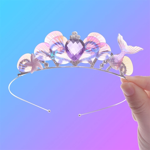 Pettine Per Capelli Corona Principessa Sirena Cerchietto Con Conchiglia Perla Artificial Strass Per Festa A Tema Oceano Ragazze