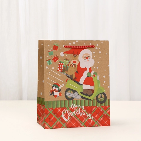 Weihnachts Geschenktüten Kraftpapier Handgriff Feiertag Party Verpackung Weihnachtsmann Rentier Druck