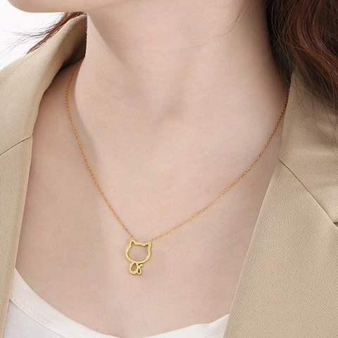 Collana Con Ciondolo A Forma Di Gatto Svuotato Minimalista Gioielli In Acciaio Inossidabile Per Donne Ragazze Regalo Di Compleanno