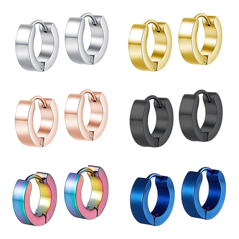 Orecchini a Cerchio Piatto Punk in Acciaio Inossidabile per Uomo Donna Minimalisti Tondi Huggie Fibbia Geometrica Gioielli di Moda