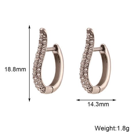 Mode Edelstahl Spirale Strass Ohrstecker Für Damen Minimalistisch Eingelegte Strass Geometrische Creolen Schmuck