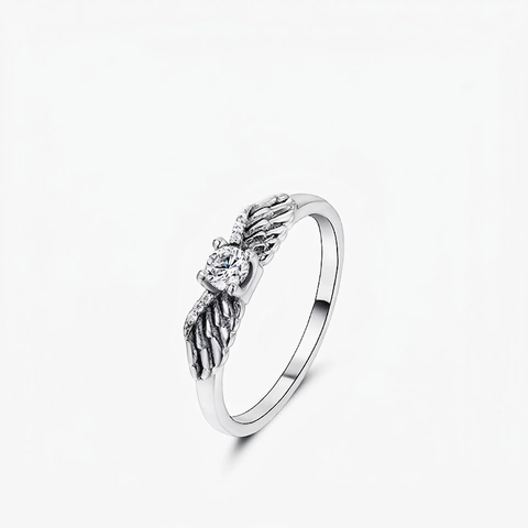 Engel Flügel Ring 925 Sterlingsilber Brillanter Runder Zirkon Vintage Mode Schmuck Für Damen
