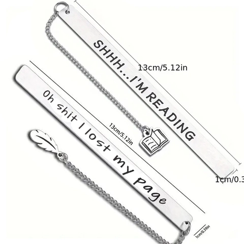 Stainless Steel Bookmark Engraved Funny Quotes Metal Page Marker With Book Feather Pendant For Readers Book Lovers