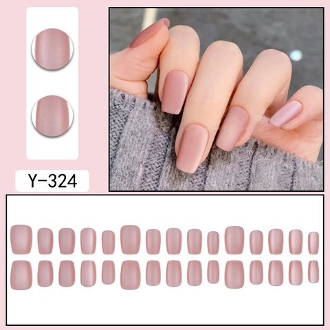 Matte Cat Eye Press On Nails Bean Paste Pink Short Square False Nails For Women Elegant Daily Manicure