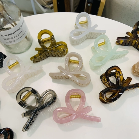 Pinces À Cheveux Élégantes À Nœud Papillon En Acrylique Et Résine Accessoires De Coiffure Style Français Pour Femmes