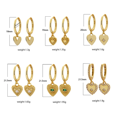 925 Sterling Silber Herz Anhänger Creolen Mit Zirkonia Einlage Zierlicher Charme Schmuck Für Damen