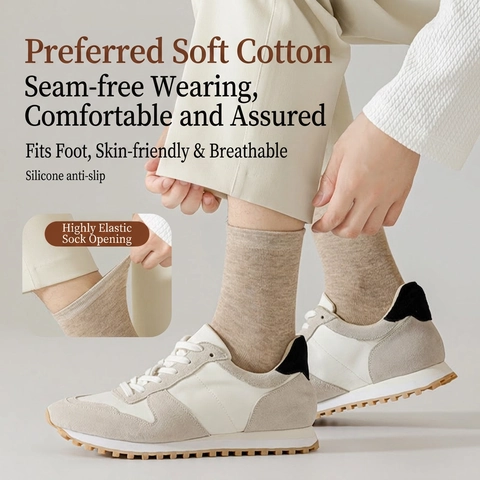 Crew Socks Cotton Wool Blend Retro Solid Color Breathable High Elasticity Casual Mid Calf Men Women