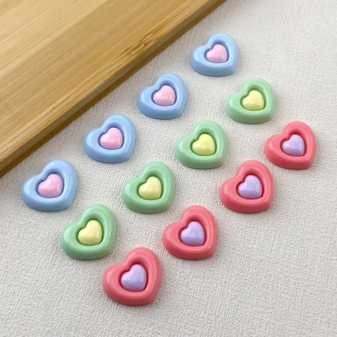 Heart Charms Resin Plastic DIY Crafts Decoration Phone Case Accessories Hair Clip Embellishments Glossy Colorful