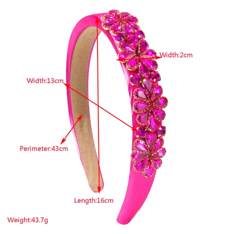 Serre-tête Rembourré Baroque de Luxe avec Strass pour Femme Tissu Satiné Floral Cristal Bandeau de Mode Accessoire Cheveux