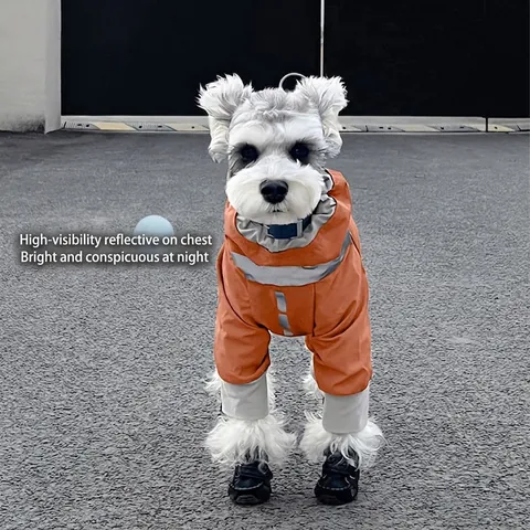 Imperméable Pour Chien Nylon Combinaison Pour Animaux Détails Réfléchissants Coupe-vent Veste Extérieure