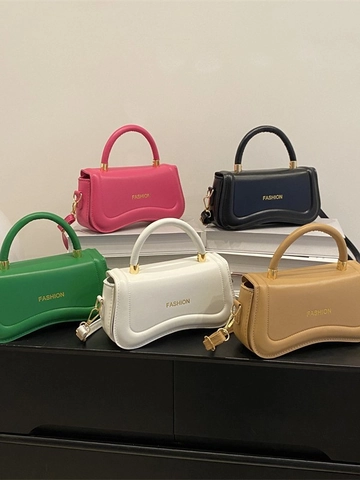 Borsa A Tracolla In Pelle PU Da Donna Fondo Ad Arco Manico Superiore Stampa Lettere Moda Piccola Borsa A Spalla Elegante Versatile