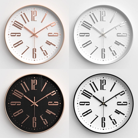 Moderne Minimalistische Ronde Wandklok Driedimensionale Cijfers Stil Kwartsuurwerk ABS Kunststof Plexiglas Voor Thuis Kantoor