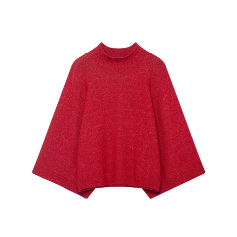 Suéter De Punto Para Mujer Cuello Perkins Mangas Murciélago Anchas Corte Holgado Casual De Poliéster