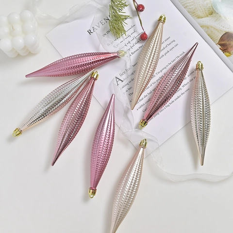 Ornamenti Appesi Albero Di Natale Plastica Galvanizzata Forma Fuso Pendenti Ghiaccioli Texturizzati Per Decorazione Festa