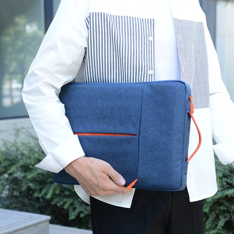 Funda Para Portátil Bolso De Mano Nylon Impermeable Antichoque Forro De Felpa Delgado Negocios Oficina Con Asa PU
