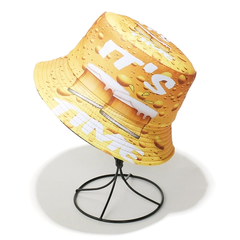 Bier Print Fischerhut Polyester Sonnenschutz Outdoor Musikfestival Anglerhut Unisex Neuheit Its Time Muster