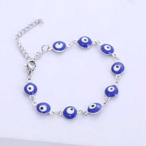 Evil Eye Armband Edelstahl Verstellbar Türkisches Glücksamulett Emaille Schmuck Für Damen Silberfarben Schutzanhänger
