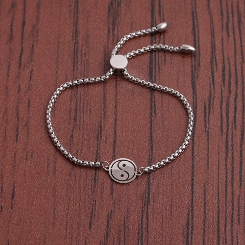 Pulsera Colgante Yin Yang De Acero Inoxidable Cadena Ajustable Símbolo Tai Chi Joyería Minimalista Hombres Mujeres