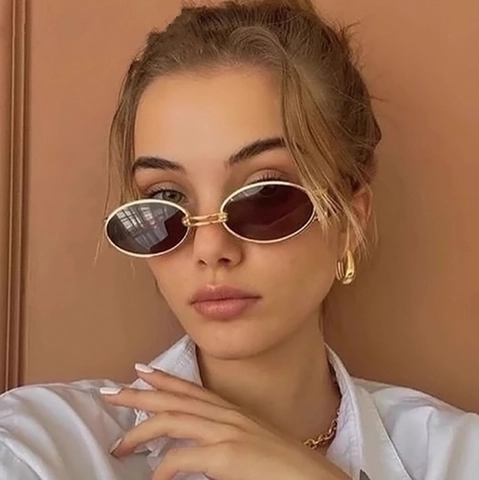 Vintage Ovale Sonnenbrille Metallrahmen UV400 Schutz Retro Mode Sonnenbrille Für Herren Und Damen Streetwear Brillen