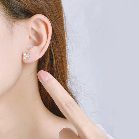 Hollow Bowknot Stud Earrings With Copper Earring Post Simple Elegant Heart Pattern Design For Women Daily Jewelry