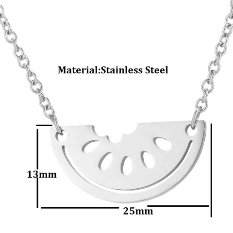 Collar Con Colgante De Rodaja De Sandía Acero Inoxidable Semilla Hueca Forma Fruta Joyería Para Mujeres