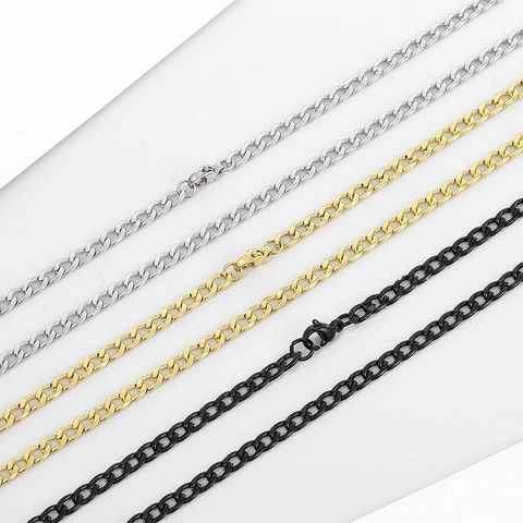 Cuban Link Chain Necklace Stainless Steel Hip Hop Punk Curb Jewelry For Men Women Lobster Clasp Fashionable