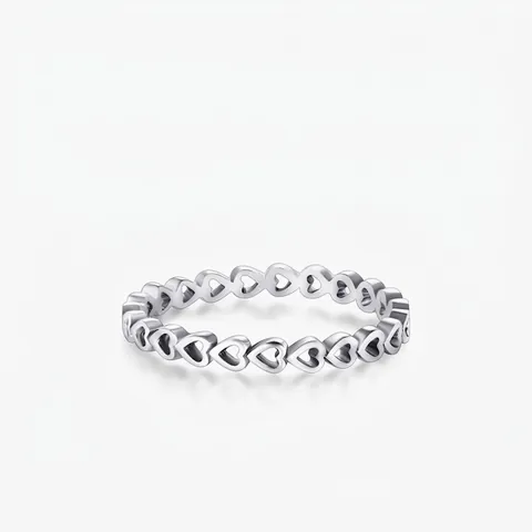 925 Sterling Silber Ring Mit Hohlem Herzdesign Minimalistisch Süß Stapelbarer Schmuck Für Damen Poliert